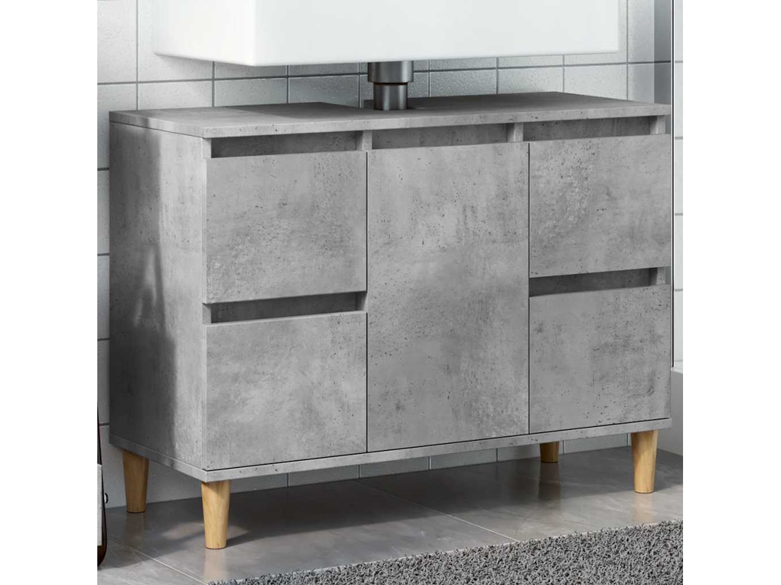 Vidaxl Móvel P/ Lavatório 80x33x60 Cm Derivados Madeira Cinza Cimento