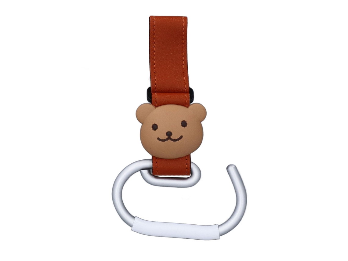 Mali gancho para Carrinho de Bebê Urso Desenho Animado Multifuncional Portátil Acessório Marrom