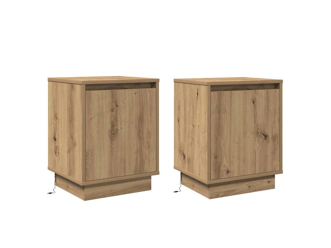 Conjunto de 2 Armários de Cabeceira Carvalho Artesanal 39x34,5x50 cm MAISON EXCLUSIVE