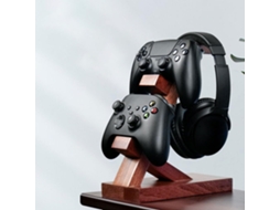 Suporte De Madeira 2 Níveis Para Controle Jogos Com Gancho Fone Ouvido Organizador Mesa Em Maciça Série X Armazenamento