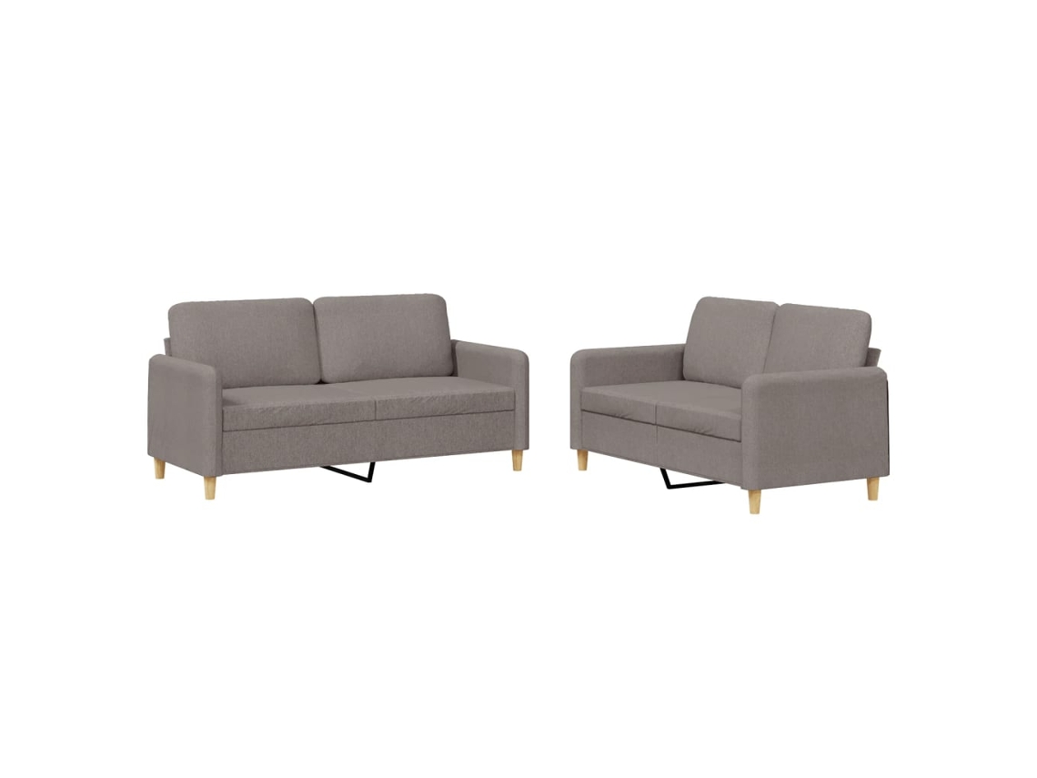 2 Pcs Conjunto Sofás com Almofadões Tecido Cinza acastanhado MAISON EXCLUSIVE