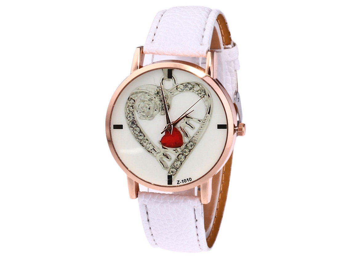 Relógio infantil unissex, pulseira de couro PU, movimento de quartzo casual e moderno, branco.