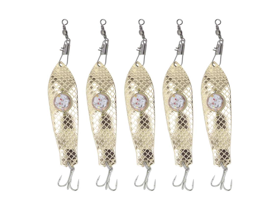 Isca de Pesca Led Aço Inoxidável Dourada 5pcs