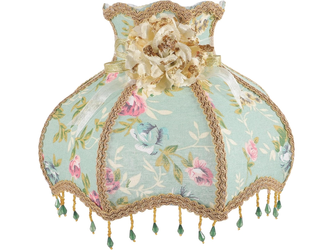Luminária Cilíndrica de Tecido com Estampa Floral Verde, para Lâmpadas E27, Ideal para Decoração de Quarto de Princesa. SFUSHOS