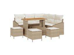 Conjunto 9 Sofá Exterior Vidaxl Bege Vime Pe (178.5 X 178.5 X 85 Cm)