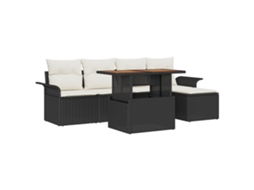 Conjunto 6 Conjunto De Jantar Para Exterior Vidaxl Preto Vime Pe (100 X 55 X 73 Cm)