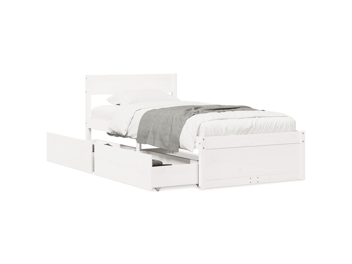 Bed Frame, Bed Frames Vidaxl Branco Madeira De Pinho (90 X 200 Cm)