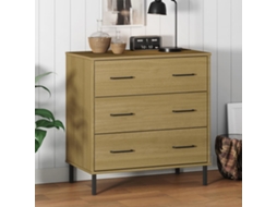 Vidaxl Aparador 3 Gavetas 77x40x79,5 Cm Madeira Maciça Oslo Castanho