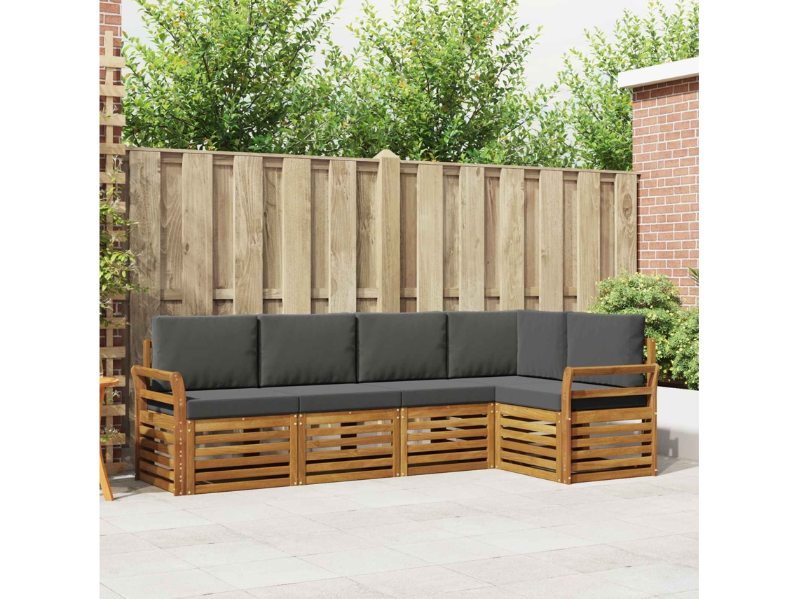 Vidaxl Conjunto De Sofá Sectional 5 Pcs Natural E Antracite