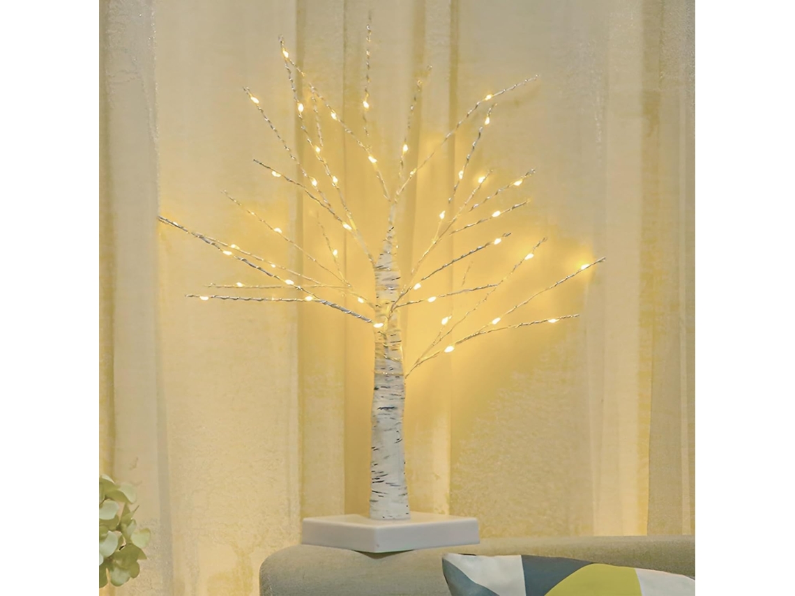 Enfeite Decorativo, Formato De Árvore De Bétula, 144 Leds, Funcionamento A Bateria, Para Casa, Mesa, Festas E Composição De Ambientes Sazonais