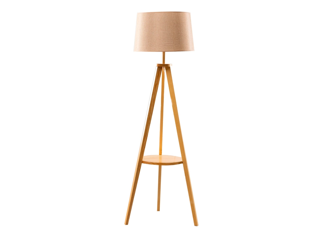 Sklum Candeeiro De Pé Em Bambu Ripod Poliéster - Bambu Beige Creme