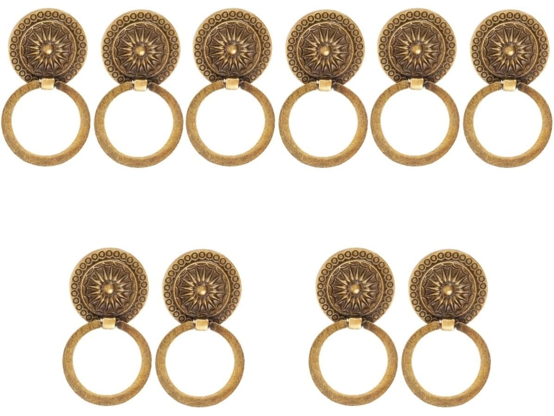 Conjunto De 5 Puxadores Redondos Para Gavetas De Cômoda Retrô Em Zinco.