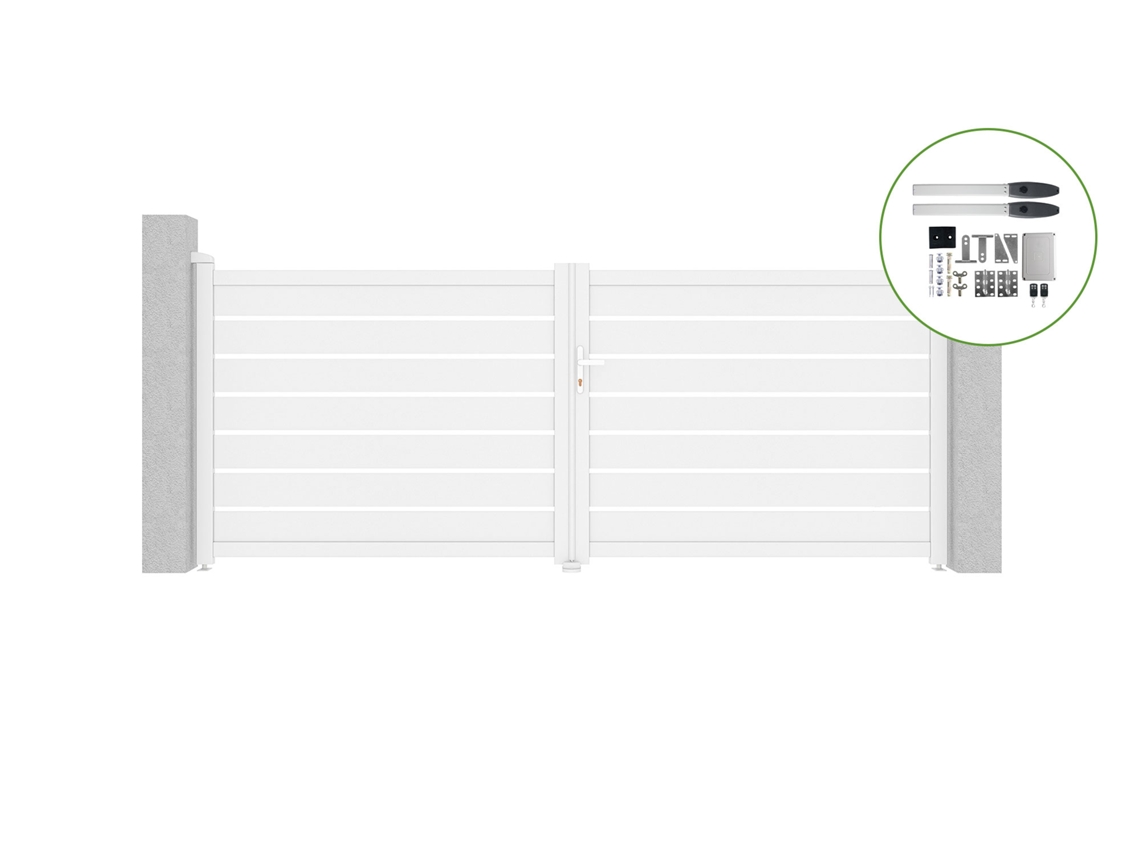 Portão Giratório 3 5M Vogel H.140Cm Alumínio Branco Motorização Hicker B200 CASANOOV
