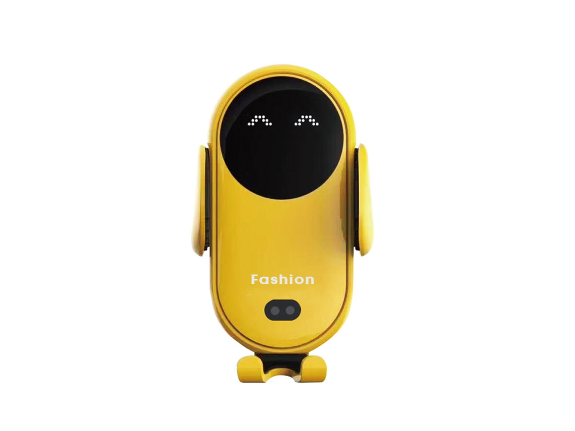 Carregador Sem Fio Para Carro, Suporte Para Carregamento De Celular Com Braçadeira Telescópica Automática, Amarelo.