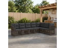 Vidaxl Conjunto De Sofá De Jardim 7 Pcs Cinzento Vime Pe