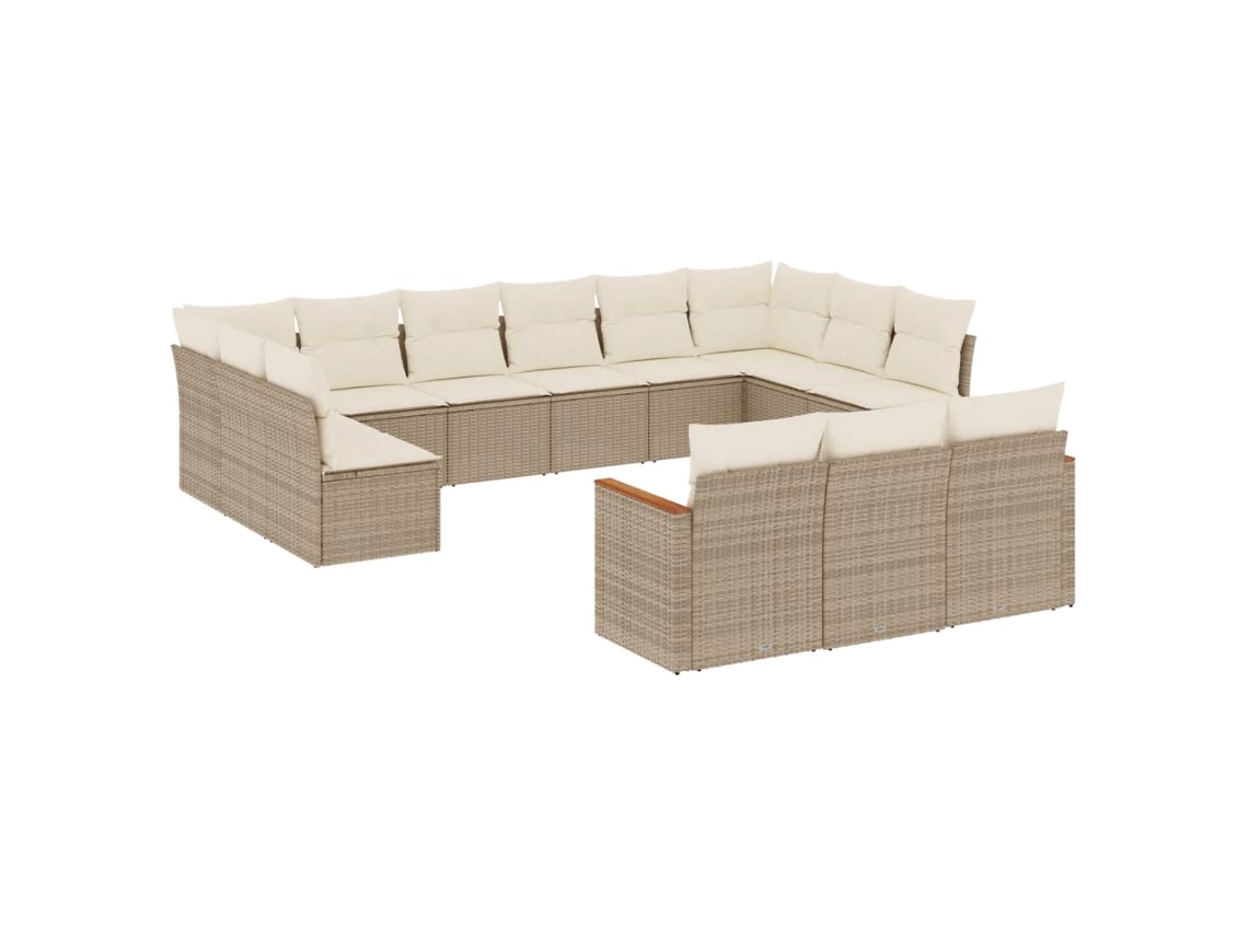 Maison Exclusive - 13 Pcs Conjunto De Sofás P/ Jardim Com Almofadões Vime Pe Bege