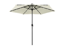 Vidaxl Guarda-sol Jardim Luzes Led/poste Alumínio 270 Cm Branco Areia