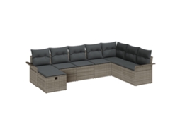 Conjunto 8 Assentos Exteriores Vidaxl Cinzento Vime Pe (297,5 X 187,5 X 85 Cm)