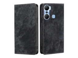Capa De Celular Em Couro Escovado Magnético Anti-roubo Rfid Para Infinix Hot 12 Pro
