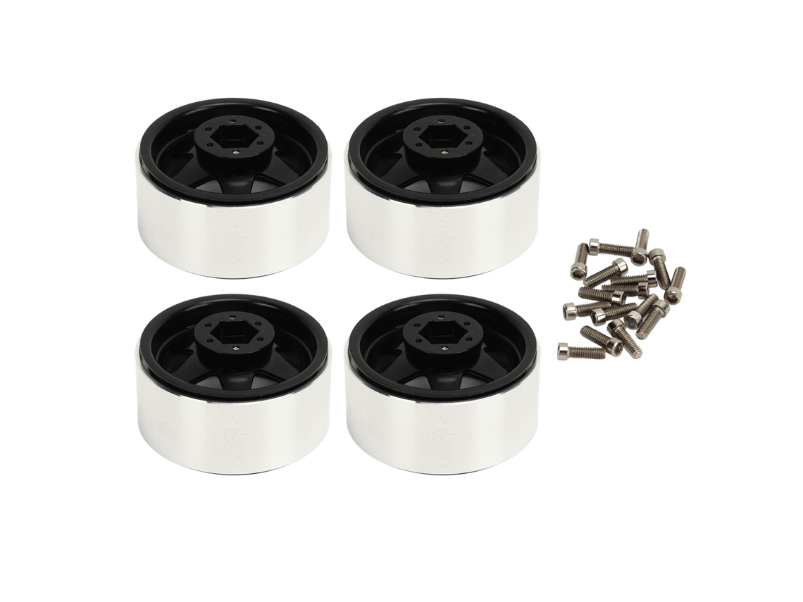 Aros Laxiscreed Beadlock Scx10 1.9" Preto Com Offset De -8.9mm Para Robôs Rc
