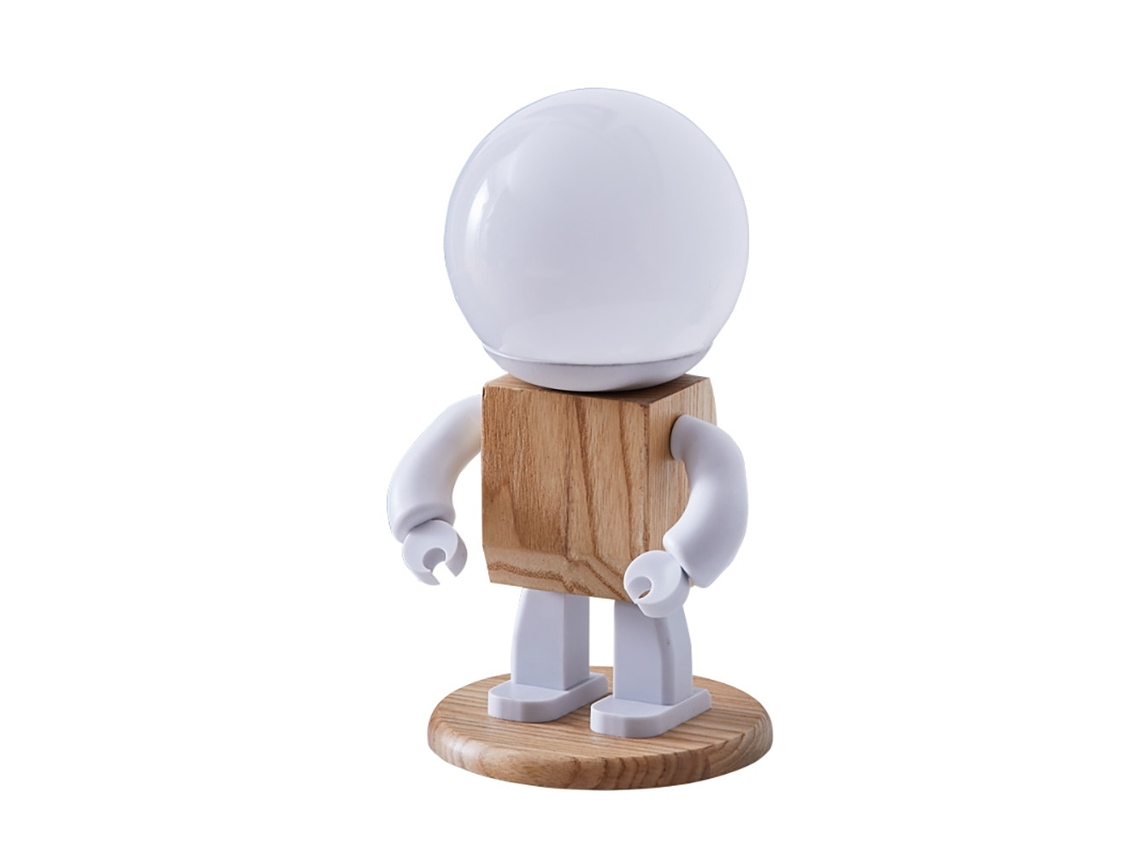Mesa de robô fofa leve nórdica moderna lâmpada de mesa de madeira branca led crianças bebê menino menino crianças quarto de cabeceira SLD