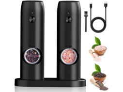 Conjunto de moedores elétricos de Sal e Pimenta AQUAFORGE, USB, ajustáveis