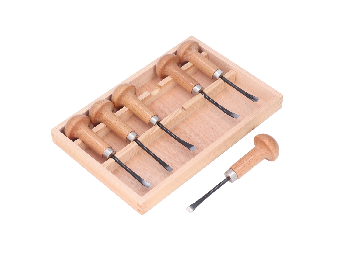 Conjunto De Lâminas De Corte Em Madeira Com Cabo De Cogumelo - Ferramentas Manuais Para Escultura E Artesanato Diy