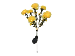 2026 luz Solar de Flor Led Forma de Clavel Impermeável para Jardim Pátio Exterior Amarelo