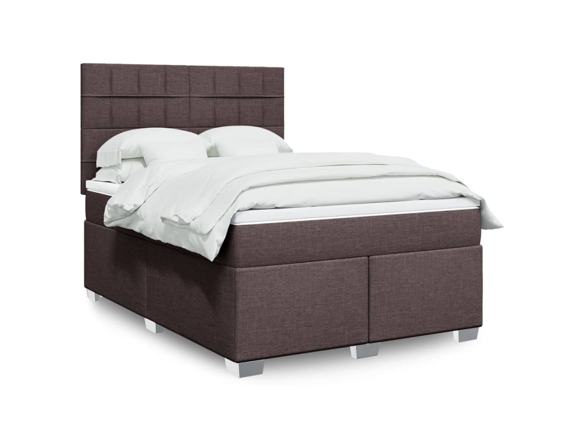 Vidaxl Cama Com Molas/colchão 140x200 Cm Tecido Castanho-escuro