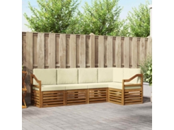 Vidaxl Conjunto De Sofás Para Exterior 5 Unid. Natural E Creme