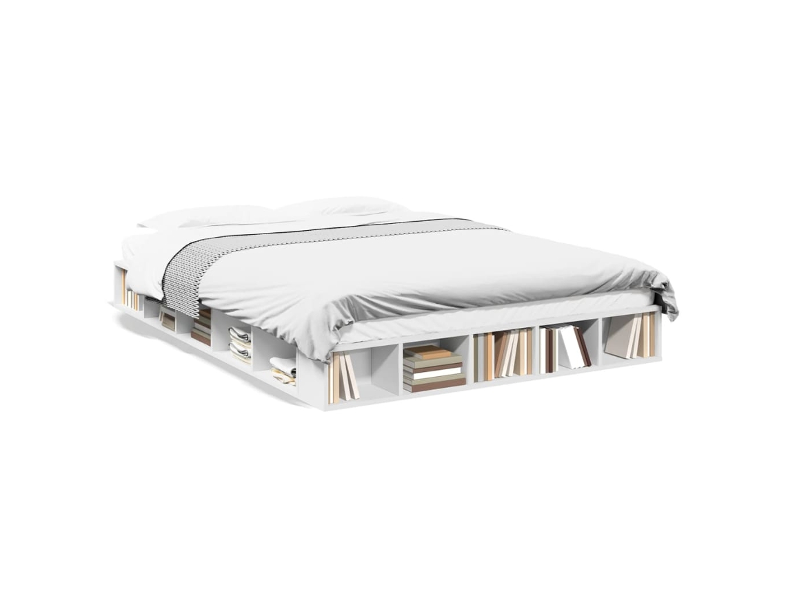 Bed Frame, Bed Frames Vidaxl Branco Madeira Processada (140 X 200 Cm)
