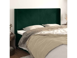 Vidaxl Cabeceira Cama C/ Abas Veludo 183x16x118/128 Cm Verde-escuro