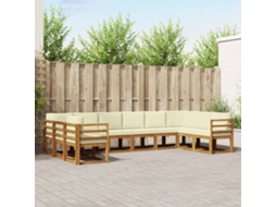 Vidaxl Conjunto De Sofás Para Exterior 10 Unid. Natural E Creme