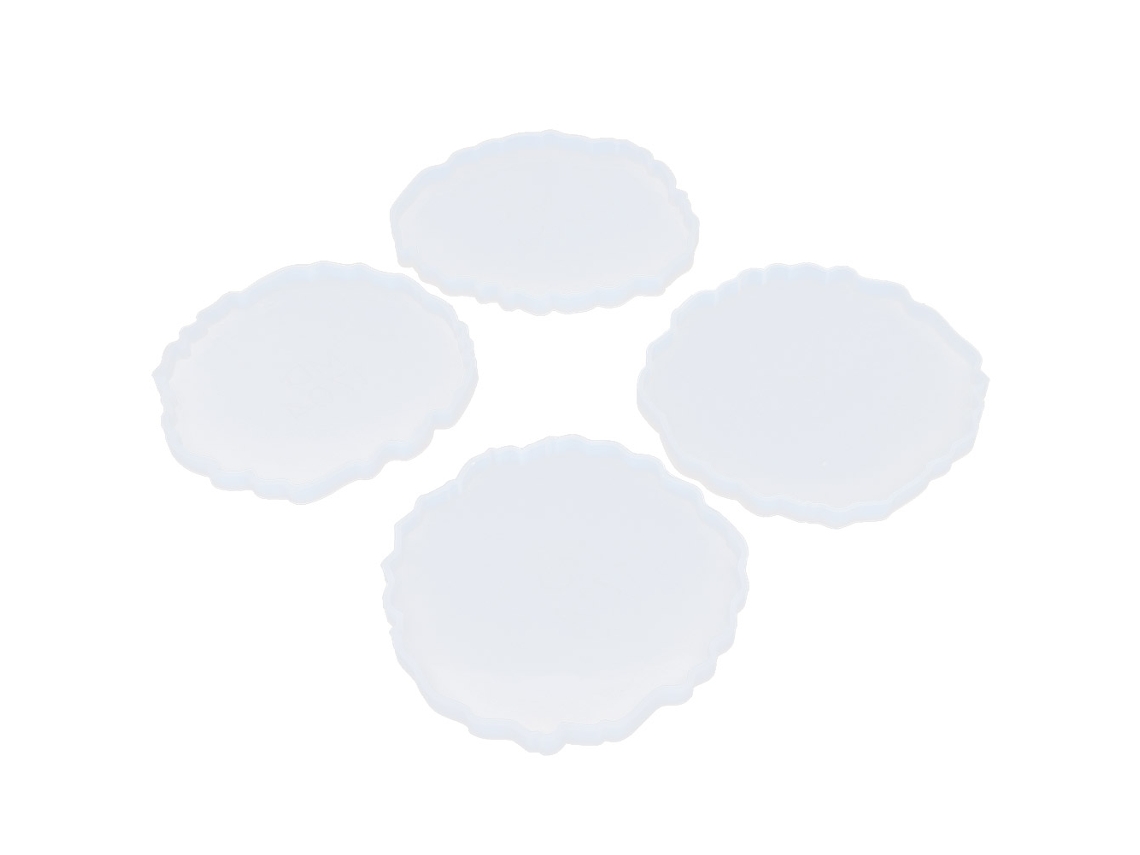 4 Peças Moldes De Posavasos De Silicone Conjunto Combinado Diy Para Epóxi Cristal Ondas Espelho Nuvens