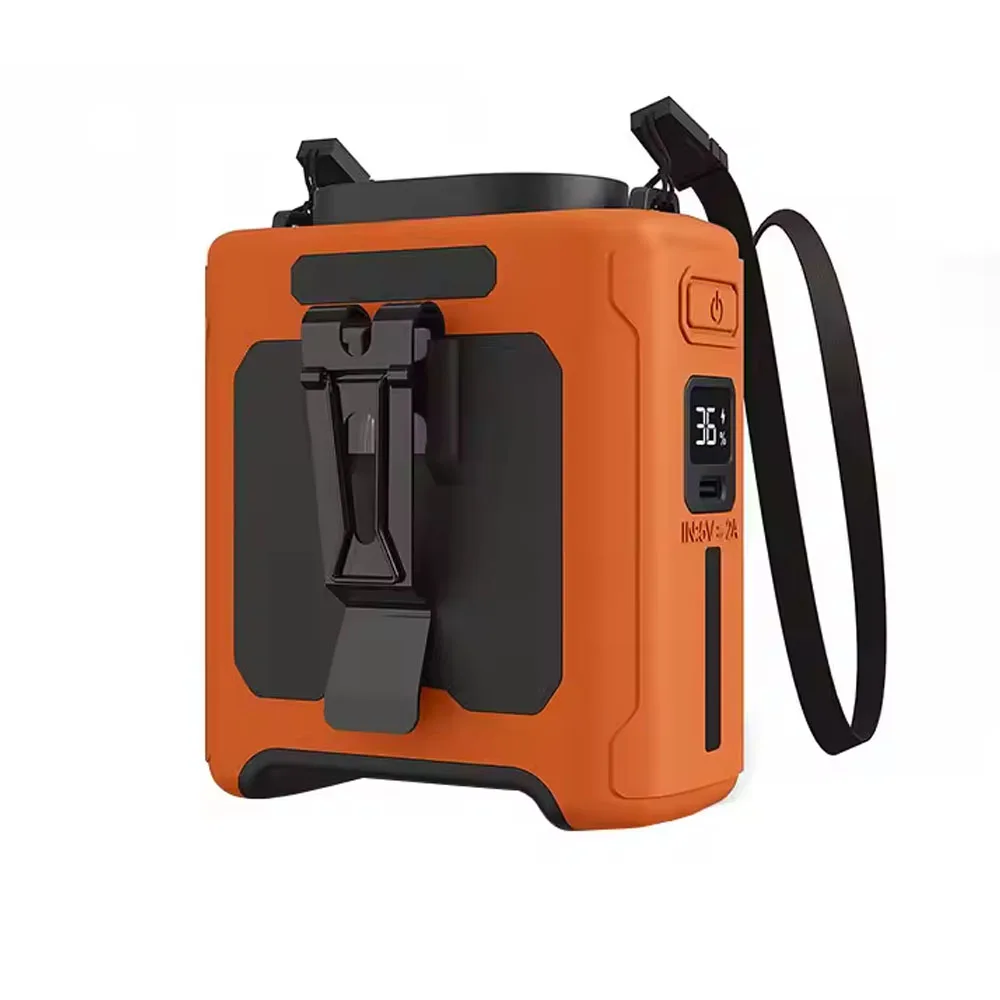 (laranja) Ventilador De Cintura Portátil De 20000mah Com Iluminação Led Para Refrescar No Verão E Porta Usb