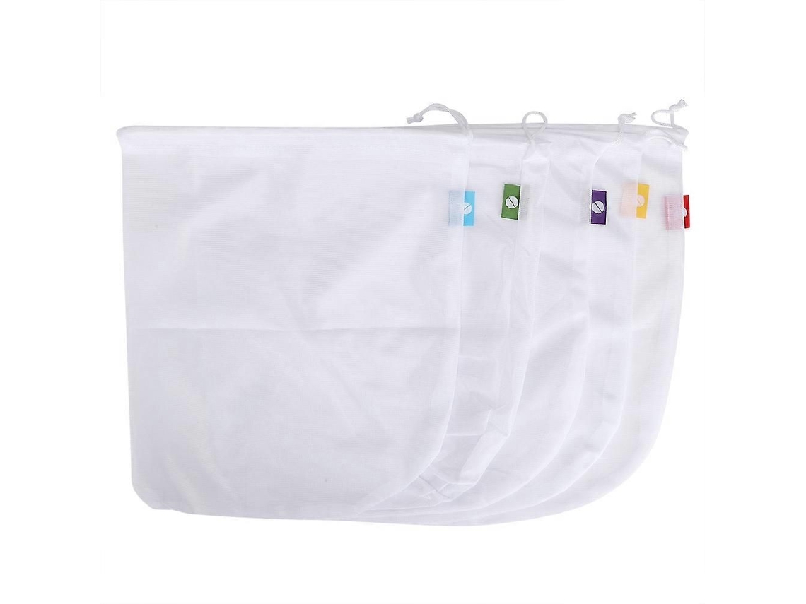 Conjunto De 5 Sacolas De Compras Multifuncionais, Reutilizáveis ​​e Dobráveis ​​em Tela Com Cordão Para Frutas E Legumes