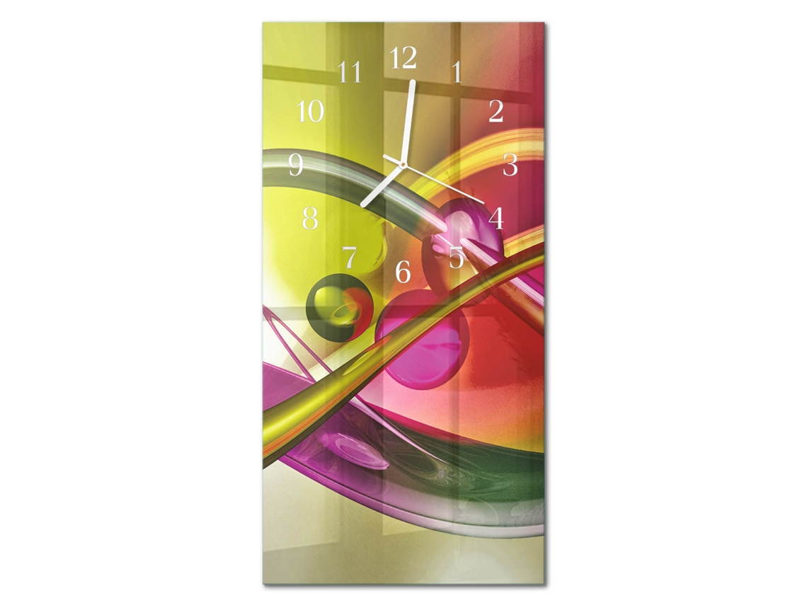 Relógio De Parede De Vidro Multicolor Espelharte (30x60 Cm)