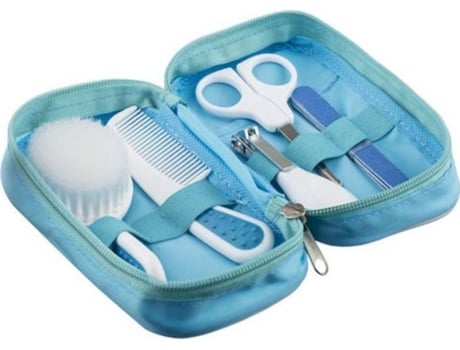 Conjunto de cuidados com lixa e cortador de unhas Akuku A0308 em bolsa azul para artigos de higiene pessoal, 1 peça
