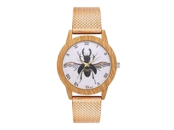 Relógio Analógico de Pulso com Pulseira de Malha e Movimento Quartzo Estilo Simples (ouro Rosa)