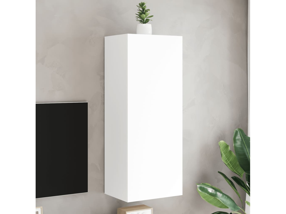 Vidaxl Móvel De Parede P/ Tv 40,5x30x102cm Derivados De Madeira Branco