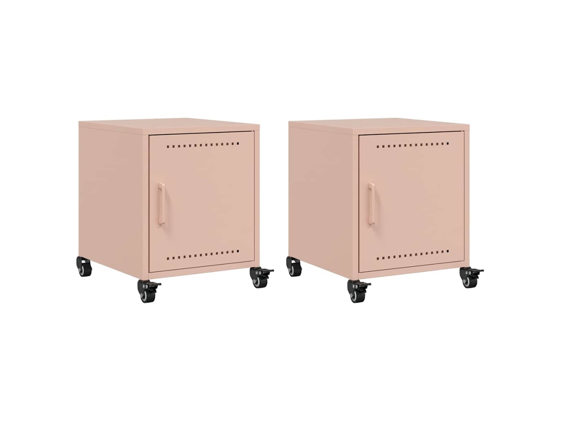 Bedside Cabinet, Bedside Cabinets Vidaxl Cor-de-rosa Aço (n/a)
