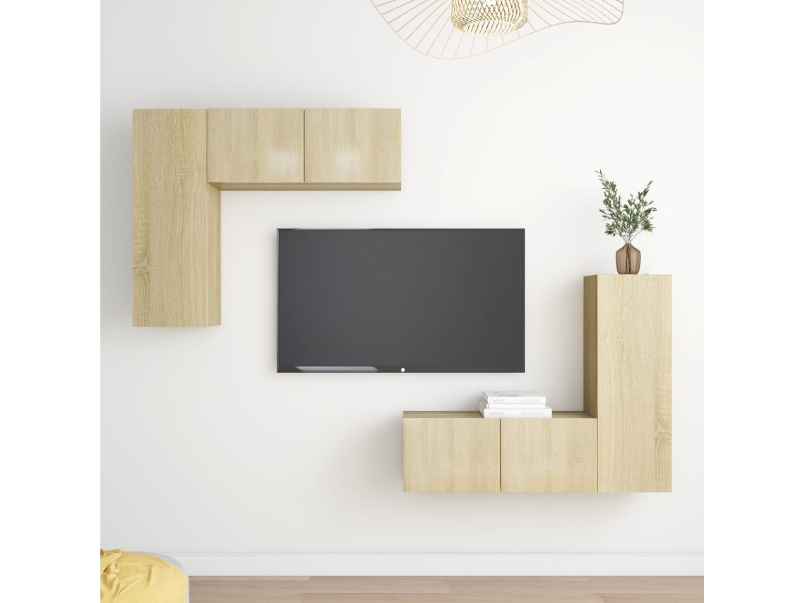 Vidaxl 4pcs Conjunto De Móveis De Tv Derivados Madeira Carvalho Sonoma