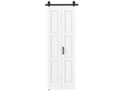 Porta 71x213cm Estilo Rústico com Kit Montagem, Madeira Branca