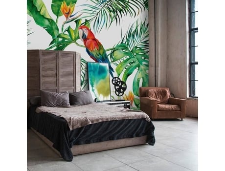 Como Criação Papel de Parede Vista Panorâmica Exótico Floral e Vegetal 100 Não Tecido 2,60 MX 2,60 M