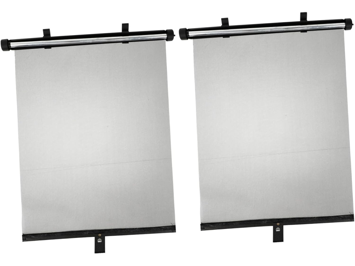 Cortina solar retrátil para porta lateral de carro: reduz a entrada de luz ou o calor.