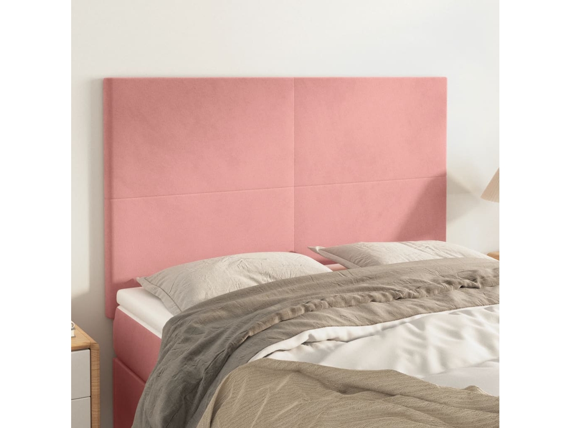 Cabecero de terciopelo de 4 piezas 72x5x78/88 cm rosa