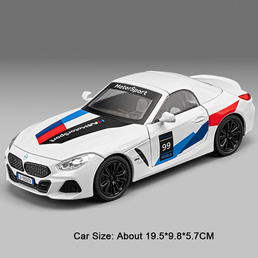 (z4 Branco) Escala 1:22 - Miniatura De Carro Em Liga Metálica Fundida, Com Efeitos Sonoros E Luminosos.