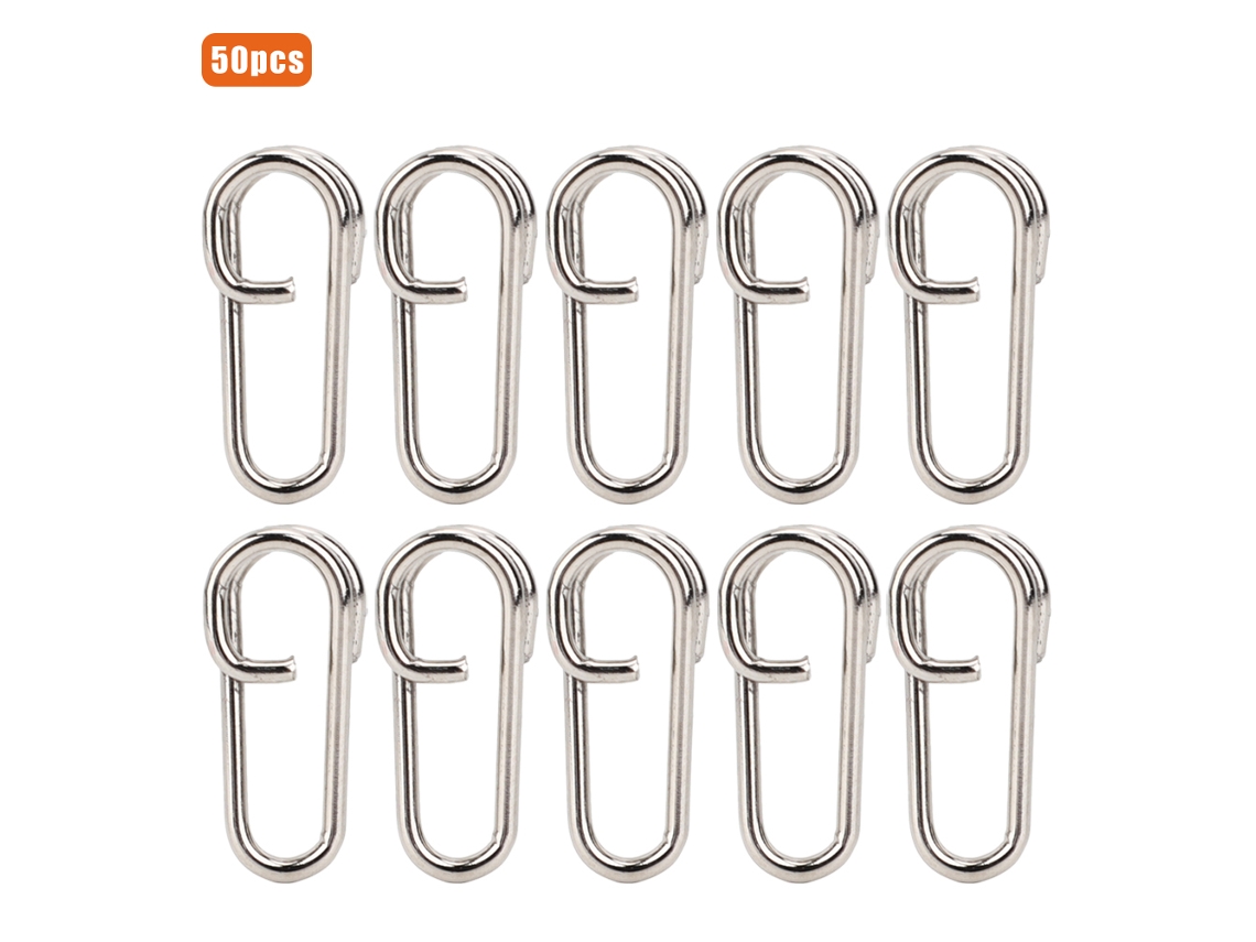 50 Clips de Pesca Aço Inox Oval Potentes