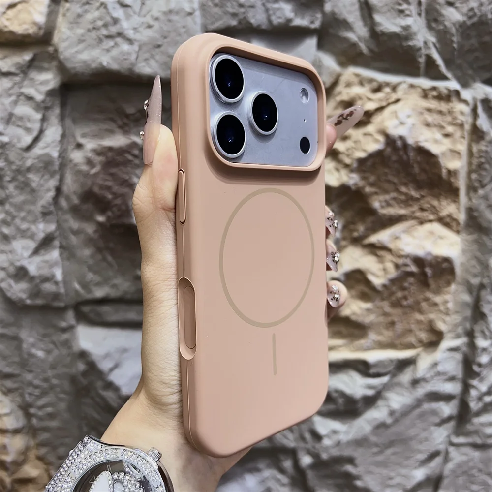 (iphone 17, Dourado) Capa Magnética Magsafe Para Celular, Feita De Silicone Líquido, Com Toque Suave.