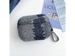 Capa protetora para fone de ouvido Bluetooth em tecido jeans com costura aparente GIECY